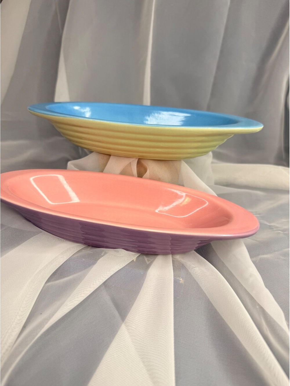 Colorful Y2K Trisa Stoneware Corn Dishes Relish Plates Set of 2 Dopamine Decor
